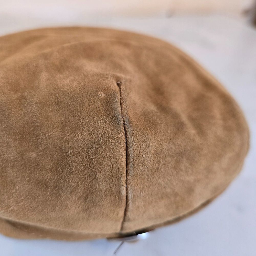 Brooks Brothers Newsboy Flat Cap Hat Mens M Tan Leather Made in Italy - Picture 6 of 13